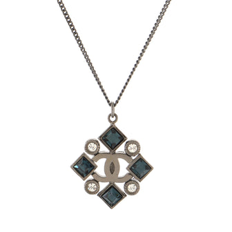Chanel CC Diamond Pendant Necklace Metal with Crystals