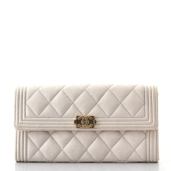 Chanel Boy Flap Wallet Quilted Caviar Long