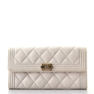 Chanel Boy Flap Wallet Quilted Caviar Long