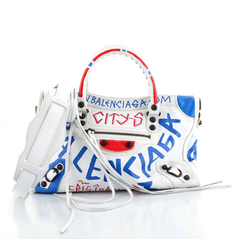 Balenciaga City Graffiti Classic Studs Bag Leather Small