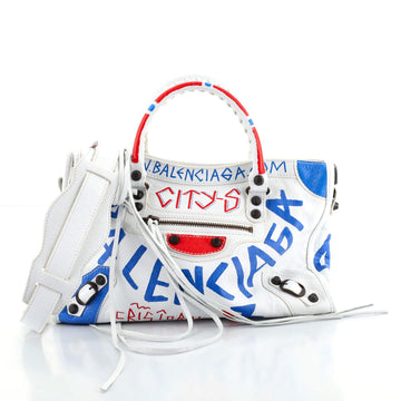 Balenciaga City Graffiti Classic Studs Bag Leather Small