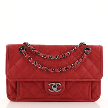Chanel French Riviera Flap Bag Quilted Caviar Medium
