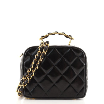 Chanel Vintage Chain Lunch Box Bag Quilted Patent Small