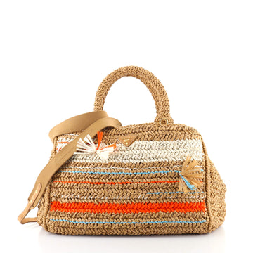 Prada Canapa Convertible Tote Raffia Crochet Small