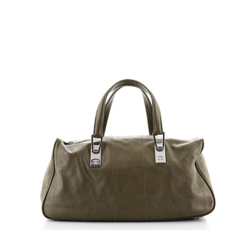 Chanel Square Stitch CC Boston Bag Quilted Leather Large