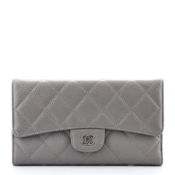 Chanel Trifold Classic Flap Wallet Quilted Caviar