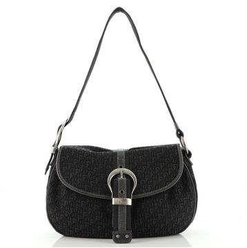 Christian Dior Vintage Trotter Buckle Flap Bag Diorissimo Canvas Medium