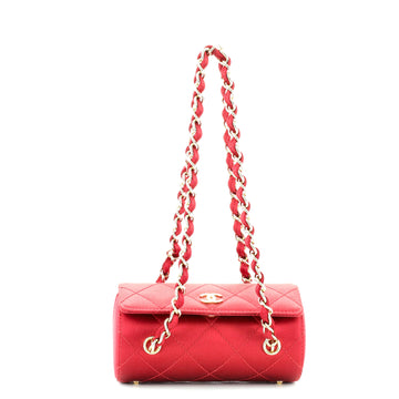 Chanel Vintage Barrel Evening Bag Quilted Satin Mini