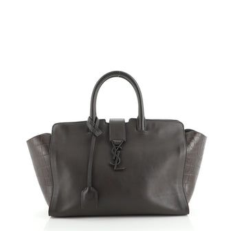 Saint Laurent Monogram Cabas Downtown Leather with Crocodile Embossed Leather Small