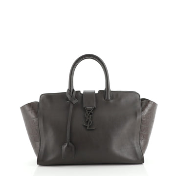 Saint Laurent Monogram Cabas Downtown Leather with Crocodile Embossed Leather Small