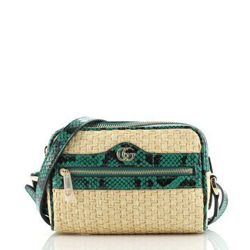 Gucci Ophidia Shoulder Bag Raffia with Snakeskin Mini