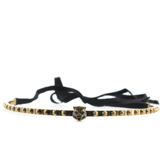 Gucci Tiger Head Choker Necklace Metal and Ribbon