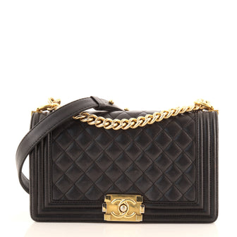 Chanel Boy Flap Bag Quilted Lambskin Old Medium