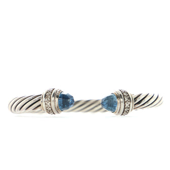 David Yurman Cable Classic Bracelet Sterling Silver with Topaz and Diamonds 7mm