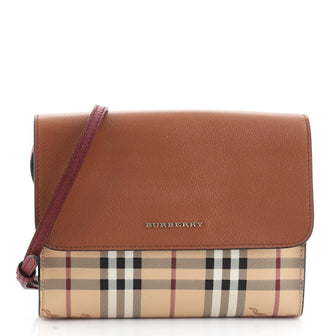 Burberry Loxley Crossbody Bag Haymarket Coated Canvas and Leather Small