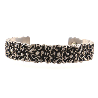 Gucci Lion Mane Cuff Bracelet Engraved Metal Medium