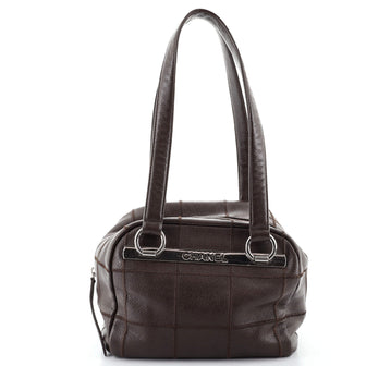 Chanel Square Stitch Bowler Bag Quilted Caviar Small