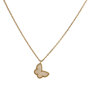 Van Cleef & Arpels Sweet Alhambra Butterfly Pendant Necklace 18K Yellow Gold and Mother of Pearl