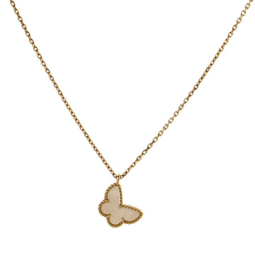 Van Cleef & Arpels Sweet Alhambra Butterfly Pendant Necklace 18K Yellow Gold and Mother of Pearl