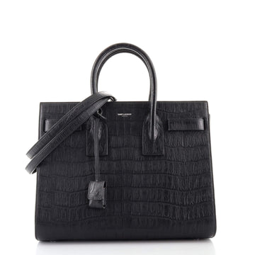 Saint Laurent Sac de Jour Bag Crocodile Embossed Leather Small