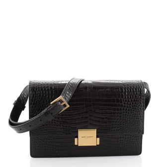 Saint Laurent Bellechasse Shoulder Bag Crocodile Embossed Leather Medium