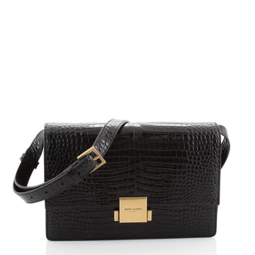 Saint Laurent Bellechasse Shoulder Bag Crocodile Embossed Leather Medium