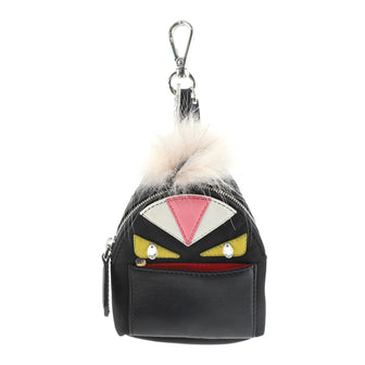 Fendi Monster Backpack Bag Charm Nylon with Leather and Fur Micro