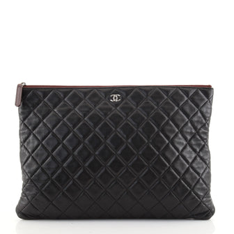 Chanel O Case Clutch Quilted Lambskin Large
