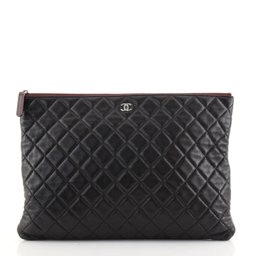 Chanel O Case Clutch Quilted Lambskin Large