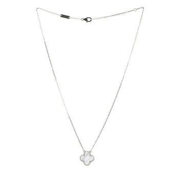 Van Cleef & Arpels Vintage Alhambra Pendant Necklace 18K White Gold and Chalcedony