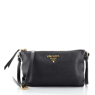 Prada Flat Zip Crossbody Bag Vitello Daino Mini