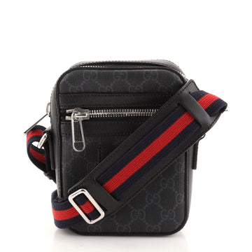 Gucci Web Strap Front Zip Messenger Bag GG Coated Canvas Mini