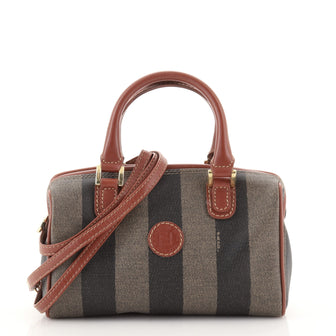 Fendi Vintage Pequin Convertible Boston Bag Coated Canvas Mini
