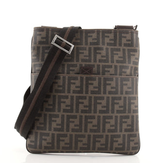Fendi Flat Front Pocket Messenger Bag Ombre Zucca Coated Canvas Medium