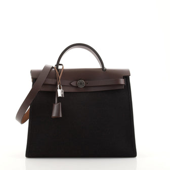 Hermes Herbag Zip Leather and Toile 31