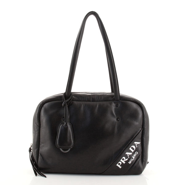Prada Padded Bowler Bag Nappa Leather Medium Black 9102720