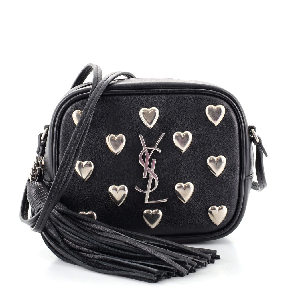 Saint Laurent Heart Studded Leather Monogram Blogger Bag