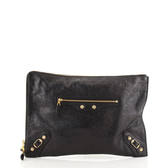 Balenciaga Zip Around Classic Studs Clutch Leather Medium