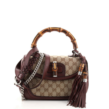 Gucci New Bamboo Top Handle Bag GG Canvas Medium