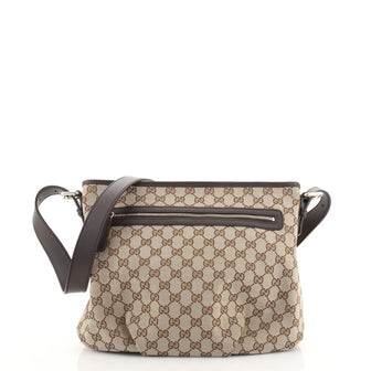 Gucci Front Zip Shoulder Bag GG Canvas Small