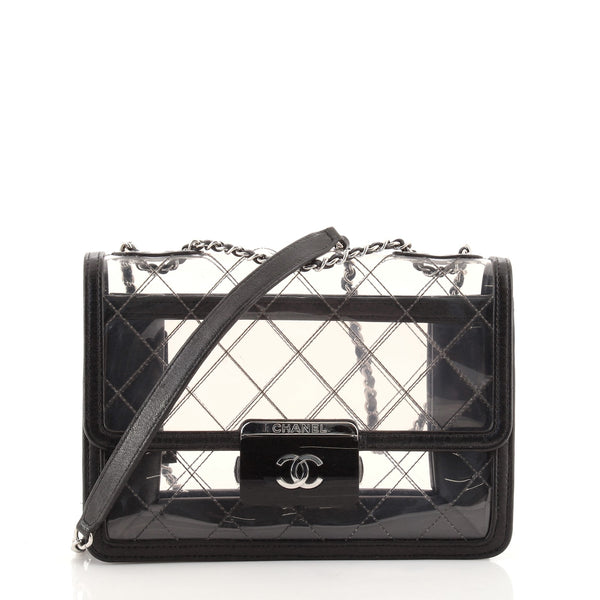 Chanel Beauty Lock Flap Bag Quilted PVC With Lambskin Large Black