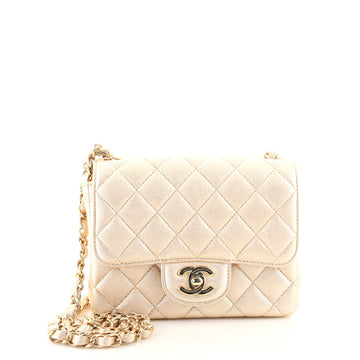 Chanel Square Classic Single Flap Bag Quilted Metallic Lambskin Mini