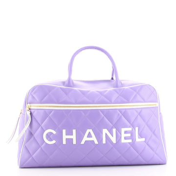 Chanel Vintage Logo Bowler Bag Quilted Lambskin Large