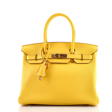 Hermes Birkin Handbag Yellow Novillo with Palladium Hardware 30