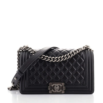 Chanel Boy Flap Bag Quilted Lambskin Old Medium