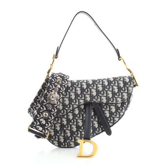 Christian Dior Saddle Handbag Oblique Canvas Medium