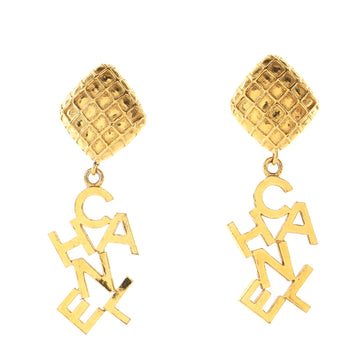 Chanel Vintage Letter Drop Earrings Metal