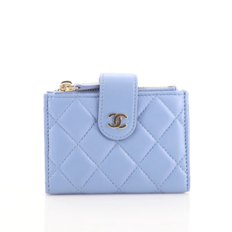 Chanel Double Zip French Wallet Quilted Lambskin Compact
