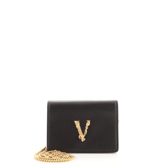 Versace Virtus Chain Wallet Leather Mini