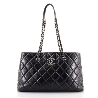Chanel CC Chain Shopping Tote Quilted Glazed Calfskin Large